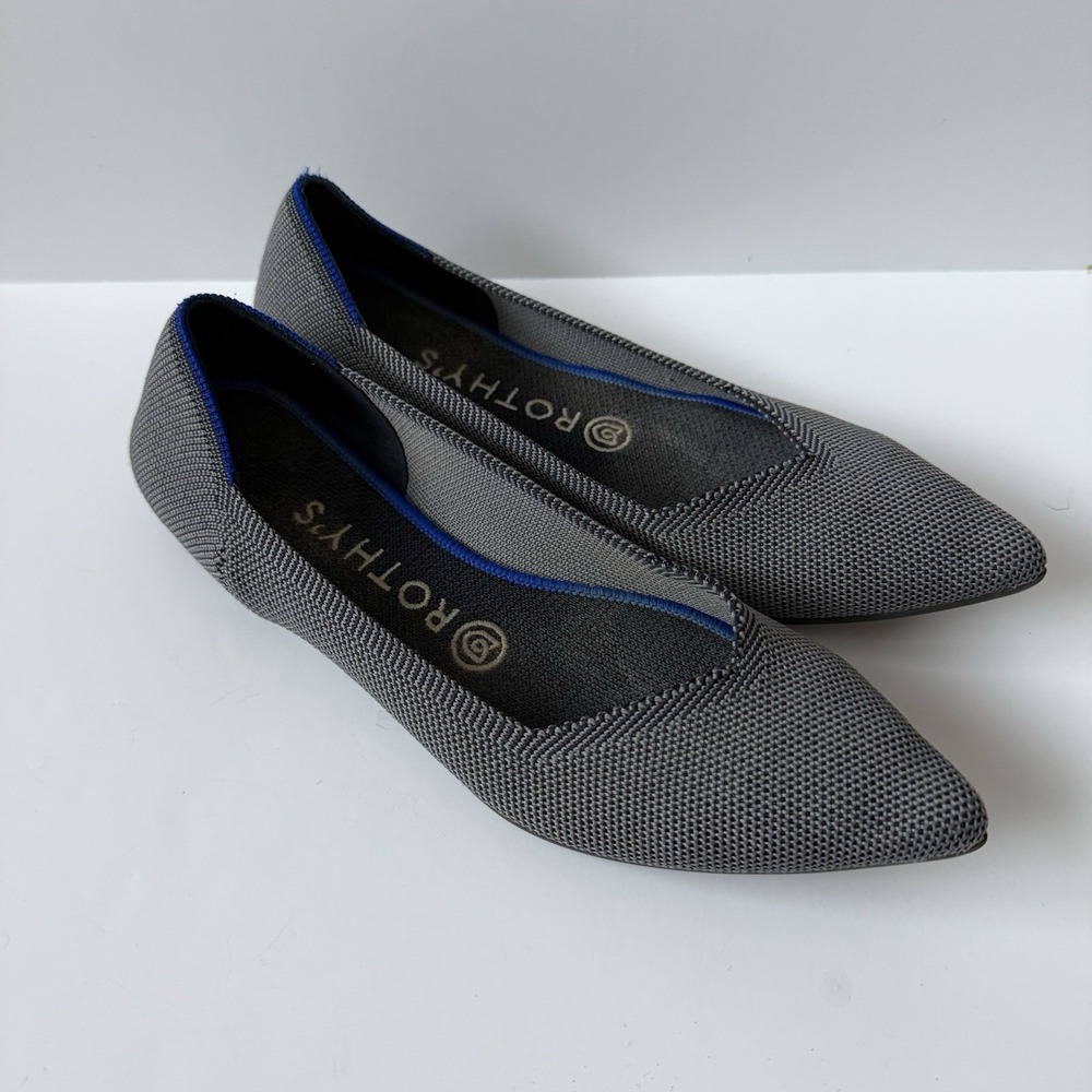 Rothy's The Pointed Toe Ballet Flats Shoes Women's Size 8‎ Cloud Grey Birdseye